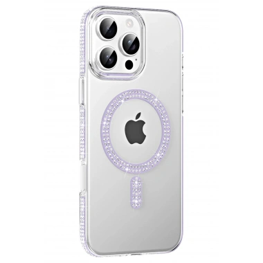 Mey İthalat®   iPhone 16 Pro Move Taşlı Magsafe Kapak - Lila