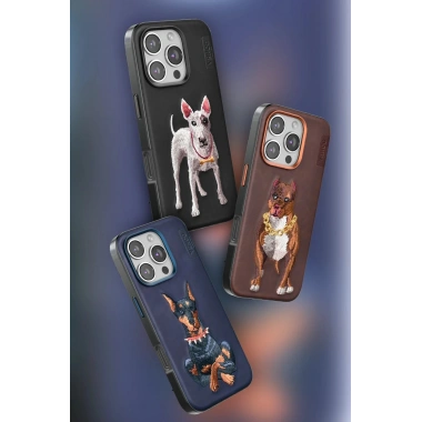 Mey İthalat®  iPhone 16 Pro Perma Desenli Kapak - Lacivert