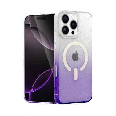 Mey İthalat®   iPhone 16 Pro Pummel Shiny Magsafe Kapak - Mor