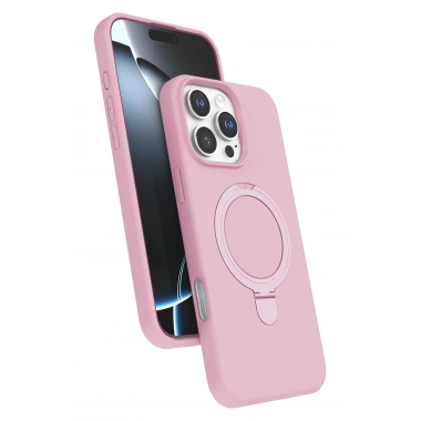 Mey İthalat®   iPhone 16 Pro Regal Magsafe Standlı Kapak - Açık Pembe