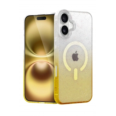 Mey İthalat®   iPhone 16 Pummel Shiny Magsafe Kapak - Gold