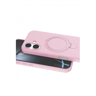 Mey İthalat®   iPhone 16 Regal Magsafe Standlı Kapak - Açık Pembe
