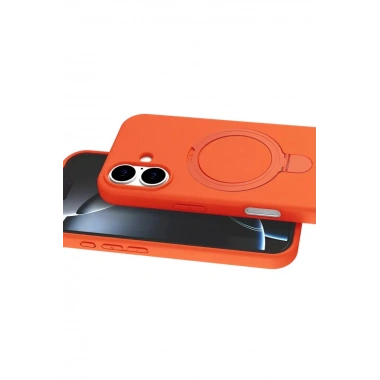Mey İthalat®   iPhone 16 Regal Magsafe Standlı Kapak - Turuncu