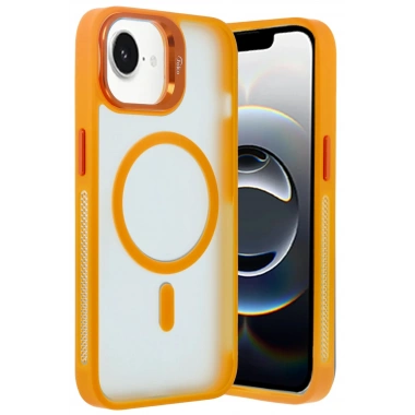 Mey İthalat®  iPhone 16E Flet Lens Magsafe Kapak - Turuncu