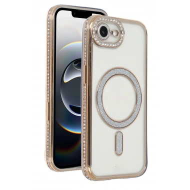 Mey İthalat®   iPhone 16E Joke Simli Magneticsafe Kılıf - Gold