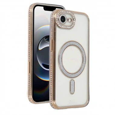 Mey İthalat®   iPhone 16E Joke Simli Magneticsafe Kılıf - Gold