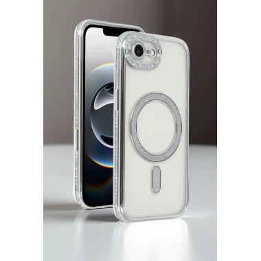 Mey İthalat®   iPhone 16E Joke Simli Magneticsafe Kılıf - Mavi