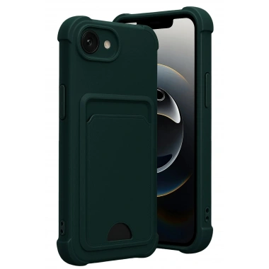Mey İthalat®   iPhone 16E Kelvin Kartvizitli Silikon - Koyu Yeşil