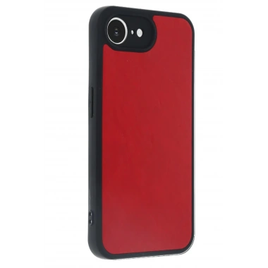 Mey İthalat®  iPhone 16E Kılıf Aras Deri Kapak - Kırmızı