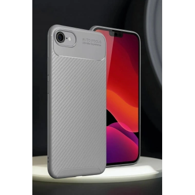 Mey İthalat®  iPhone 16E Kılıf Auto Focus Karbon Kapak - Gri