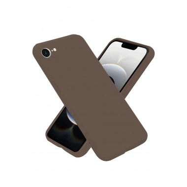 Mey İthalat®  iPhone 16E Kılıf First Silikon - Kahverengi