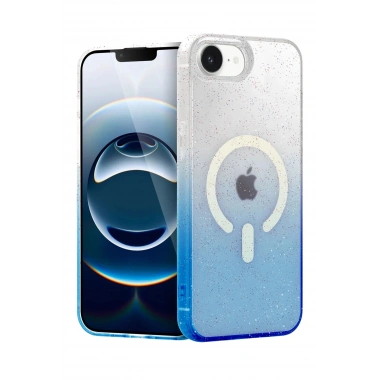 Mey İthalat®   iPhone 16E Pummel Shiny Magsafe Kapak - Mavi
