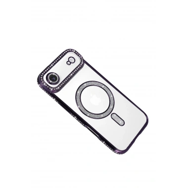 Mey İthalat®   iPhone 17 Air Joke Simli Magneticsafe Kılıf - Derin Mor