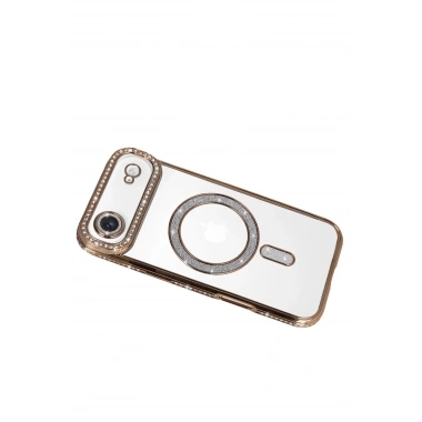 Mey İthalat®   iPhone 17 Air Joke Simli Magneticsafe Kılıf - Gold