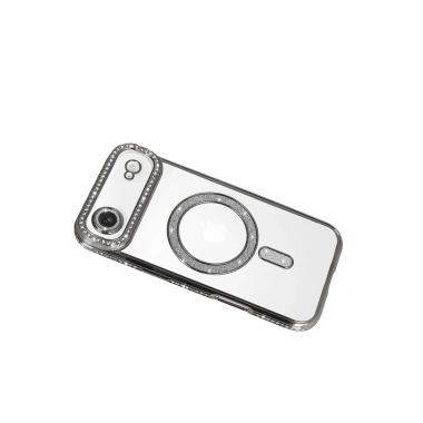 Mey İthalat®   iPhone 17 Air Joke Simli Magneticsafe Kılıf - Gümüş