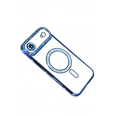 Mey İthalat®   iPhone 17 Air Joke Simli Magneticsafe Kılıf - Mavi