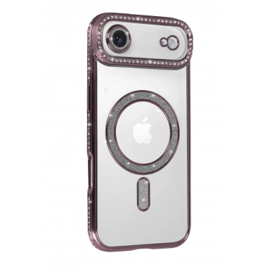 Mey İthalat®   iPhone 17 Air Joke Simli Magneticsafe Kılıf - Pembe