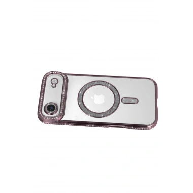 Mey İthalat®   iPhone 17 Air Joke Simli Magneticsafe Kılıf - Pembe