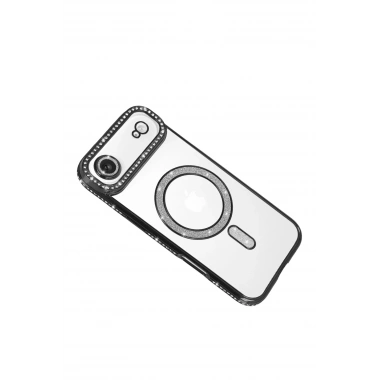 Mey İthalat®   iPhone 17 Air Joke Simli Magneticsafe Kılıf - Siyah