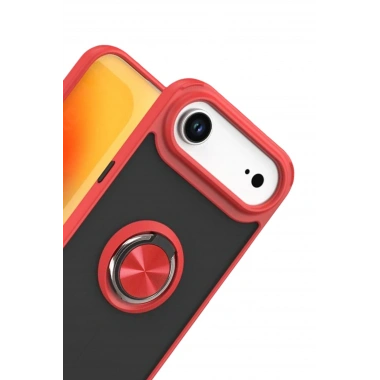 Mey İthalat®   iPhone 17 Air Montreal Yüzüklü Silikon Kapak - Kırmızı