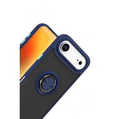Mey İthalat®   iPhone 17 Air Montreal Yüzüklü Silikon Kapak - Lacivert