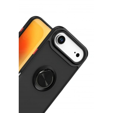 Mey İthalat®   iPhone 17 Air Montreal Yüzüklü Silikon Kapak - Siyah