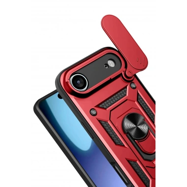 Mey İthalat®   iPhone 17 Air Pars Lens Yüzüklü Silikon - Kırmızı