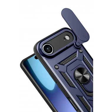 Mey İthalat®   iPhone 17 Air Pars Lens Yüzüklü Silikon - Lacivert
