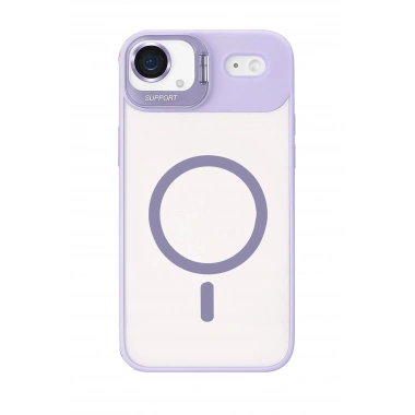 Mey İthalat®   iPhone 17 Air Remim Lensli Magsafe Standlı Kapak - Lila