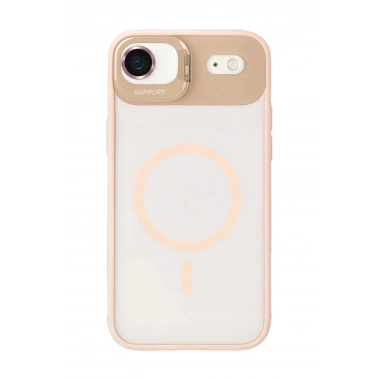 Mey İthalat®   iPhone 17 Air Remim Lensli Magsafe Standlı Kapak - Pembe