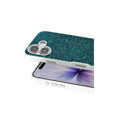 Mey İthalat®   iPhone 17 Bright Simli Kapak - Koyu Yeşil