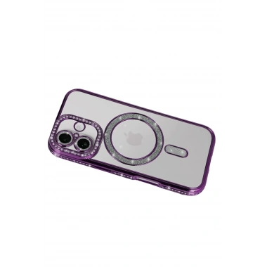 Mey İthalat®   iPhone 17 Joke Simli Magneticsafe Kılıf - Derin Mor