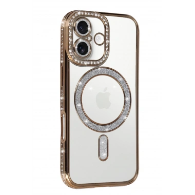 Mey İthalat®   iPhone 17 Joke Simli Magneticsafe Kılıf - Gold