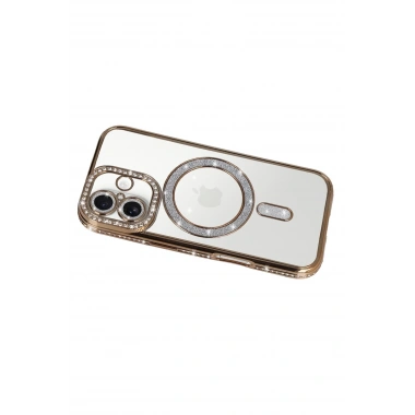 Mey İthalat®   iPhone 17 Joke Simli Magneticsafe Kılıf - Gold