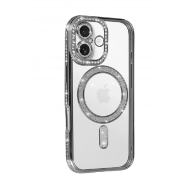 Mey İthalat®   iPhone 17 Joke Simli Magneticsafe Kılıf - Gümüş