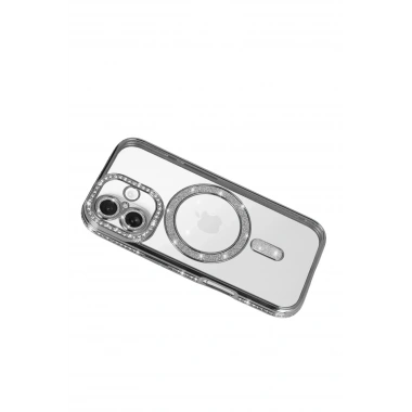 Mey İthalat®   iPhone 17 Joke Simli Magneticsafe Kılıf - Gümüş