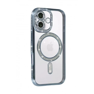 Mey İthalat®   iPhone 17 Joke Simli Magneticsafe Kılıf - Mavi