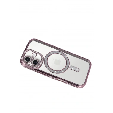 Mey İthalat®   iPhone 17 Joke Simli Magneticsafe Kılıf - Pembe