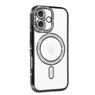 Mey İthalat®   iPhone 17 Joke Simli Magneticsafe Kılıf - Siyah
