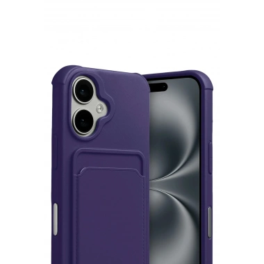 Mey İthalat®   iPhone 17 Kelvin Kartvizitli Silikon - Derin Mor