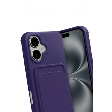 Mey İthalat®   iPhone 17 Kelvin Kartvizitli Silikon - Derin Mor