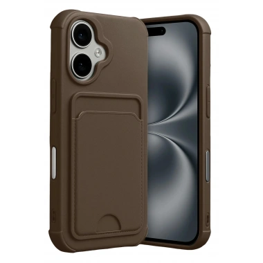 Mey İthalat®   iPhone 17 Kelvin Kartvizitli Silikon - Kahverengi