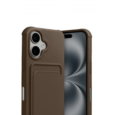 Mey İthalat®   iPhone 17 Kelvin Kartvizitli Silikon - Kahverengi
