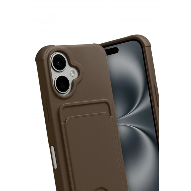 Mey İthalat®   iPhone 17 Kelvin Kartvizitli Silikon - Kahverengi