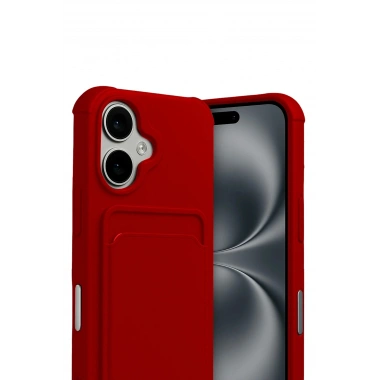 Mey İthalat®   iPhone 17 Kelvin Kartvizitli Silikon - Kırmızı