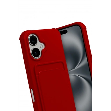 Mey İthalat®   iPhone 17 Kelvin Kartvizitli Silikon - Kırmızı