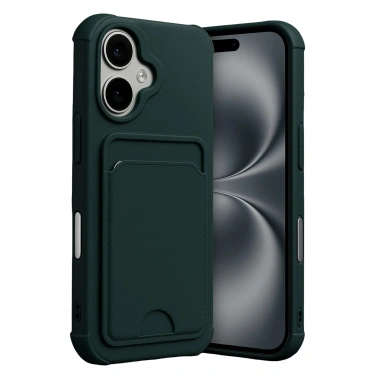Mey İthalat®   iPhone 17 Kelvin Kartvizitli Silikon - Koyu Yeşil