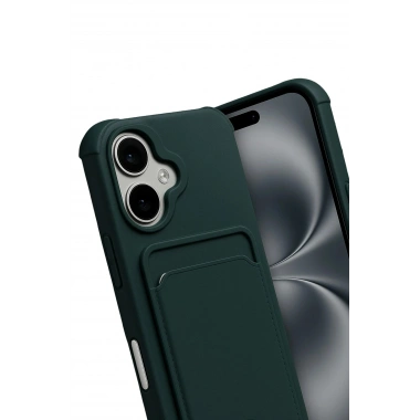Mey İthalat®   iPhone 17 Kelvin Kartvizitli Silikon - Koyu Yeşil