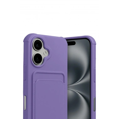 Mey İthalat®   iPhone 17 Kelvin Kartvizitli Silikon - Lila