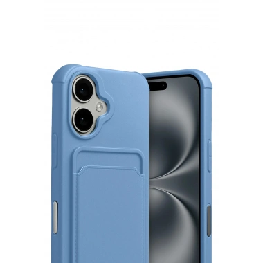 Mey İthalat®   iPhone 17 Kelvin Kartvizitli Silikon - Mavi